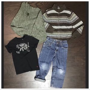LOT OF 4 KIDS TODDLER BOYS JEANS T-SHIRT SWEATERS